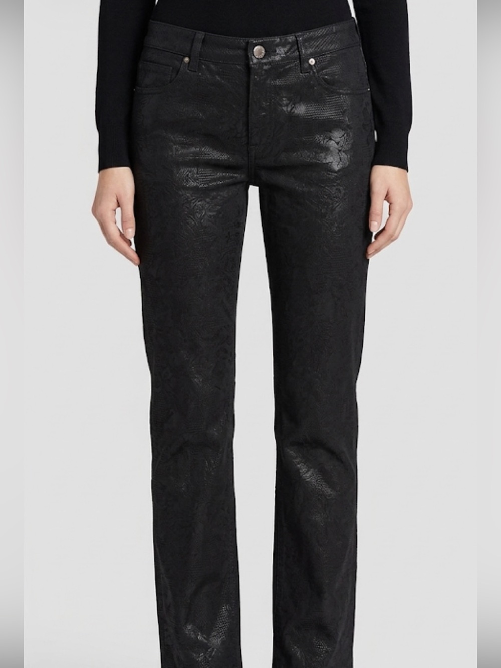 Stella McCartney Straight Leg Kick Black Floral Ankle Jeans